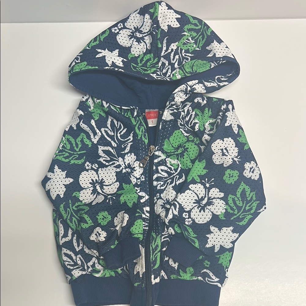 Kids Floral Hoodie - Navy Blue